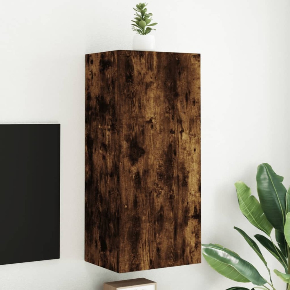 TV Wall Cabinet Smoked Oak 40.5x30x90 cm Engineered Wood