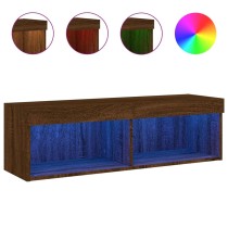 TV Cabinet with LED Lights Brown Oak 100x30x30 cm