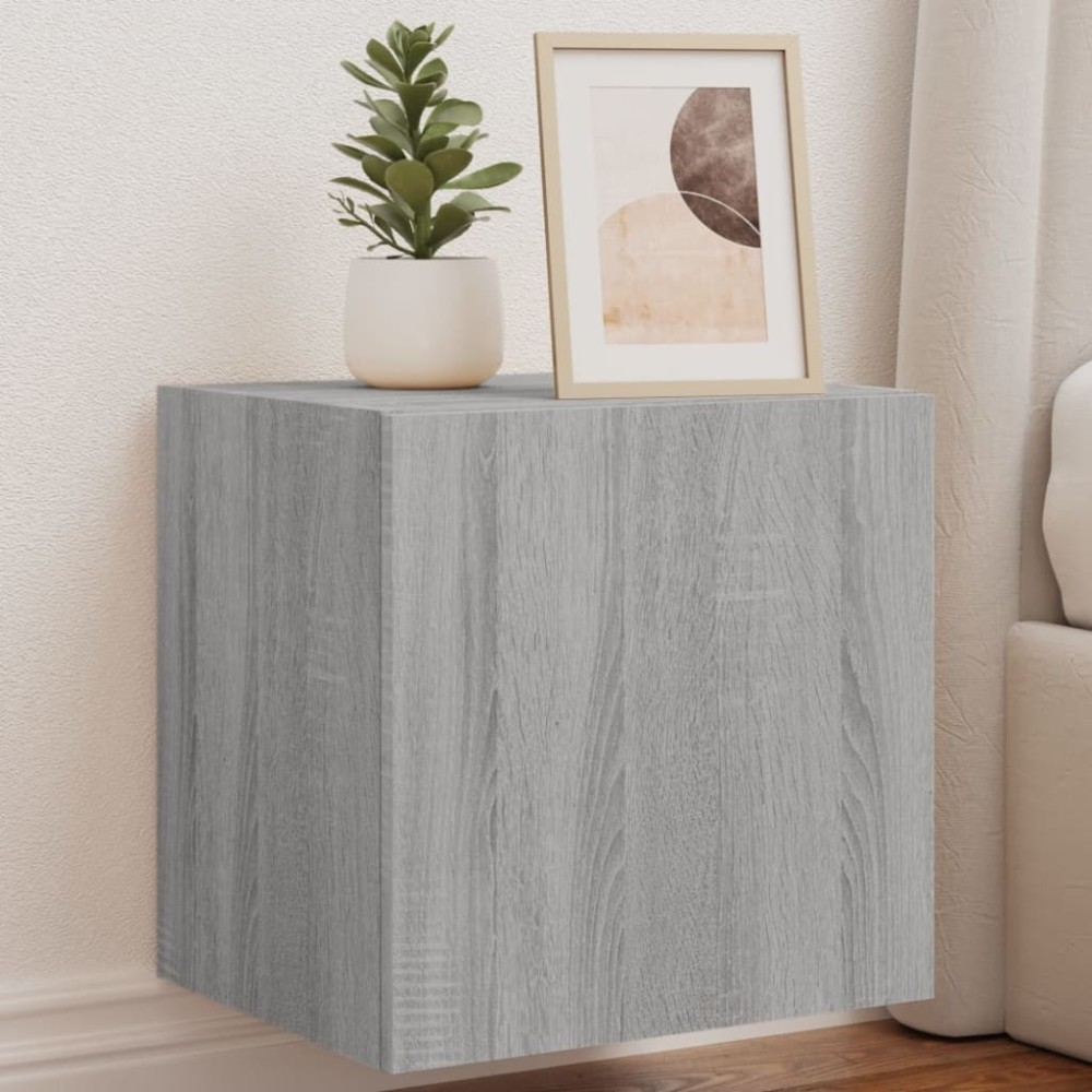 TV-Wandschrank mit LED-Leuchten Grau Sonoma 40,5x35x40 cm