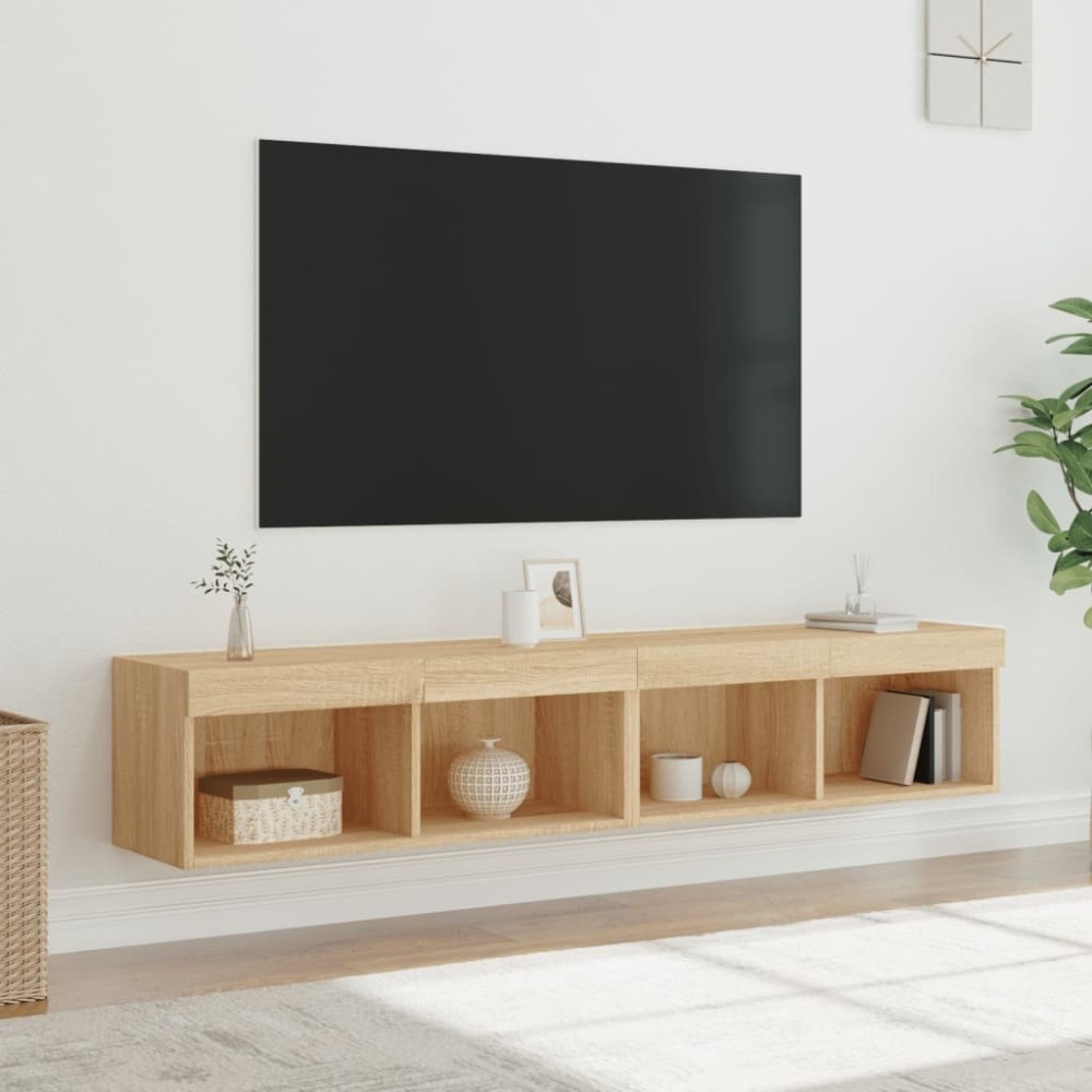 TV Cabinets with LED Lights 2 pcs Sonoma Oak 80x30x30 cm
