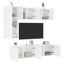 5 Piece TV Wall Units Smoked Oak Engineered Wood
