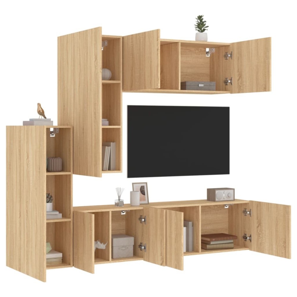 5 Piece TV Wall Units Grey Sonoma Engineered Wood