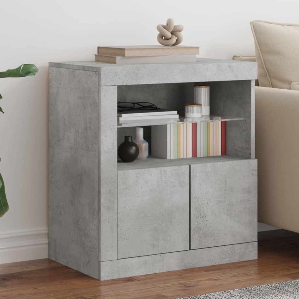 Sideboard with LED Lights Brown Oak 60.5x37x67 cm