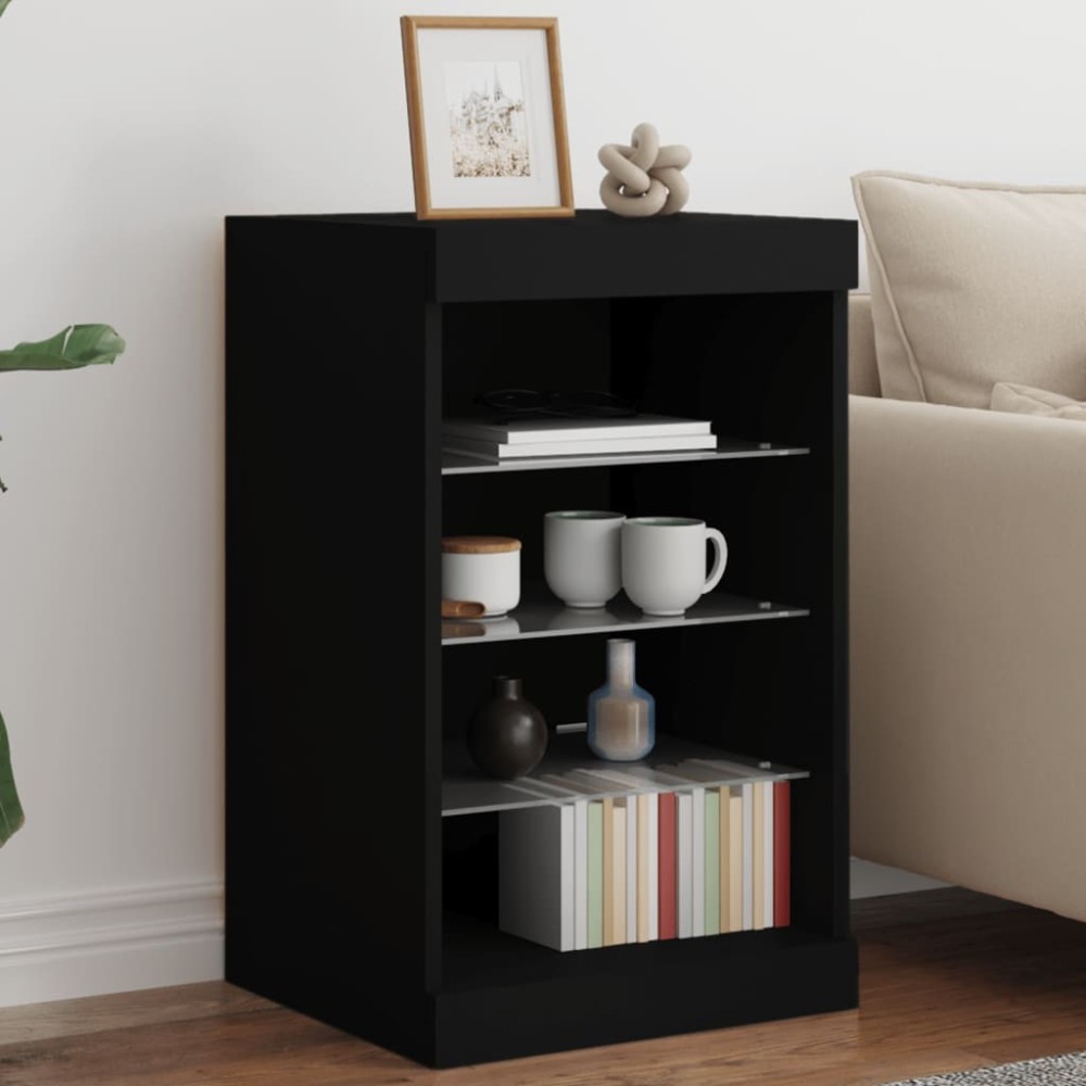 Sideboard with LED Lights Brown Oak 41x37x67 cm