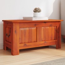 Storage Chest with Lid Brown and White Solid Wood Acacia