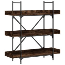 Bookcase 3-Tier Smoked Oak 100x33x108.5 cm Engineered Wood