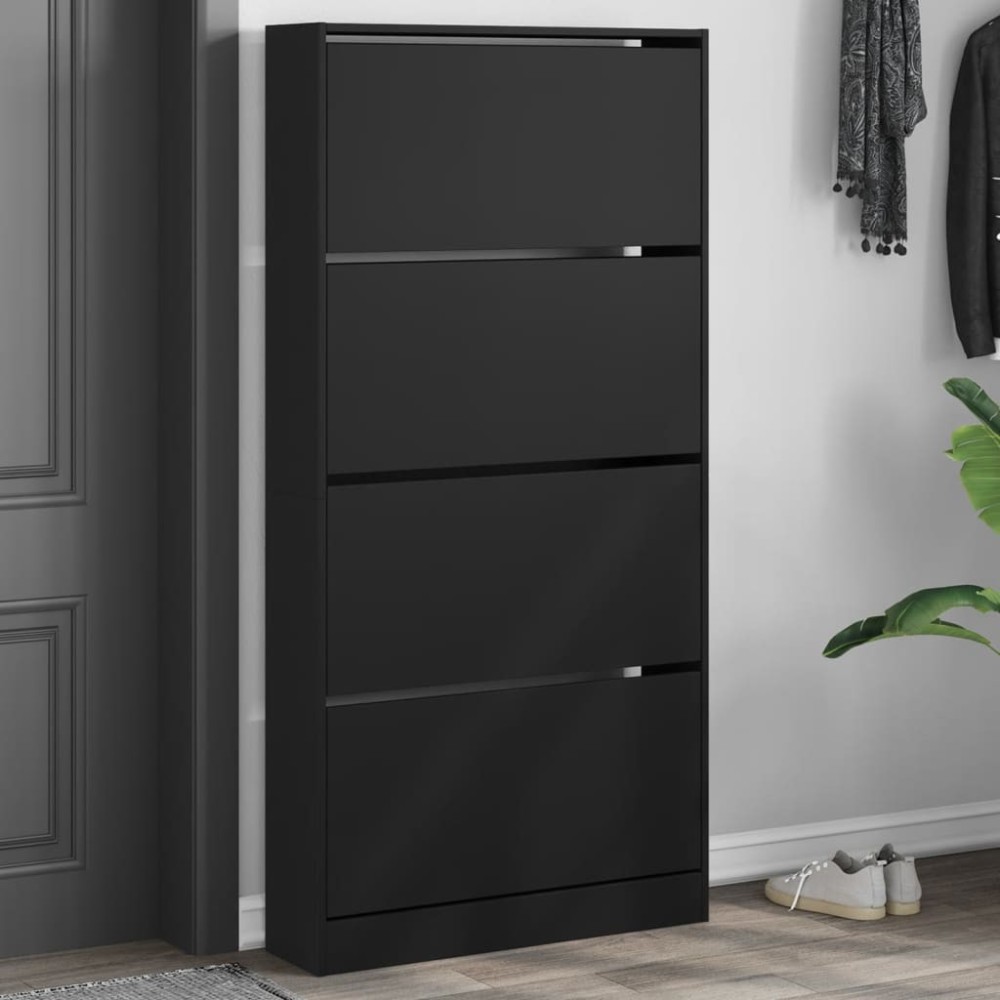 Shoe Cabinet with 4 Flip-Drawers Grey Sonoma 80x34x187.5 cm