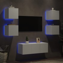 6 Piece TV Wall Units with LED Grey Sonoma Engineered Wood