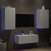 4 Piece TV Wall Units with LED Grey Sonoma Engineered Wood