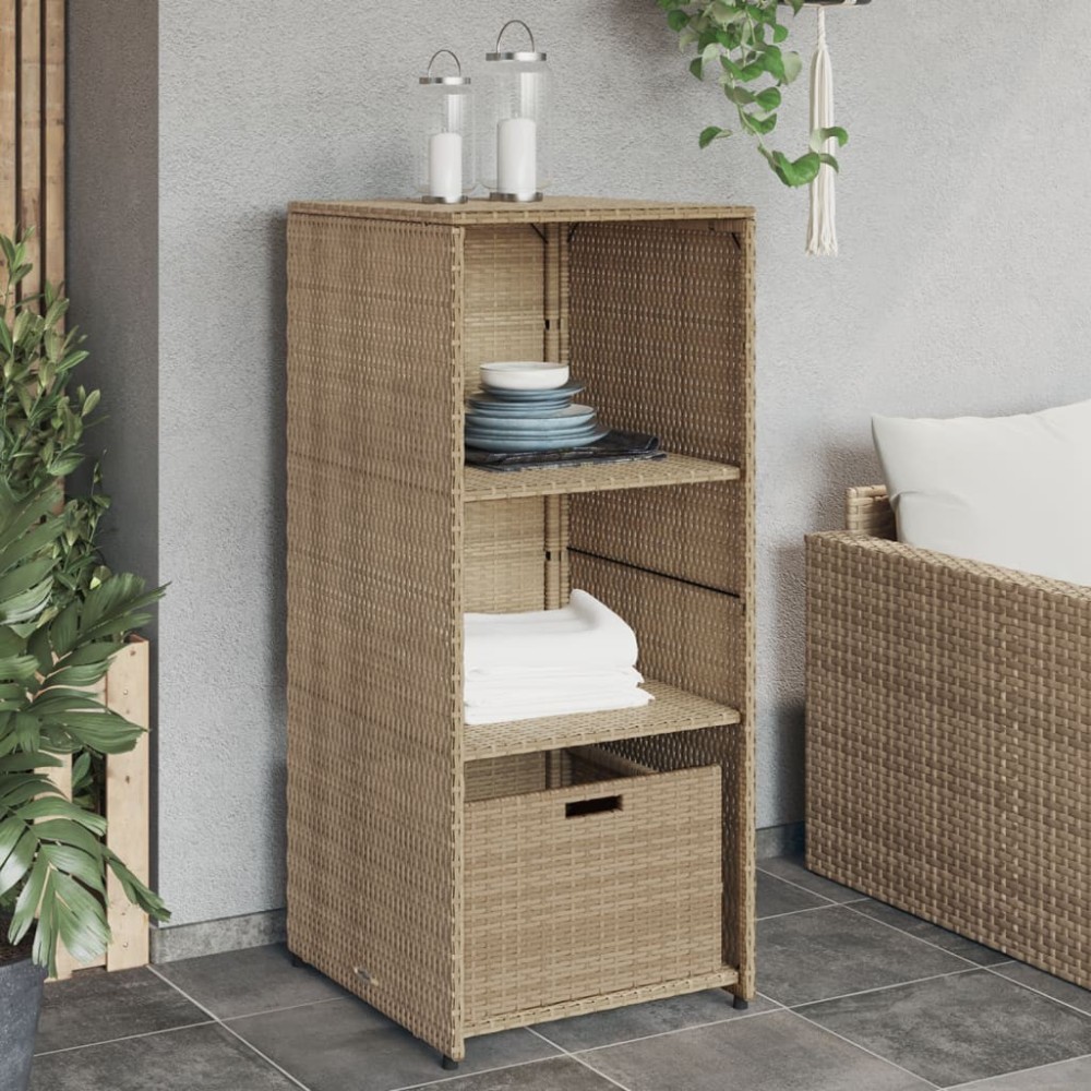 Garden Storage Cabinet Brown 50x55x115 cm Poly Rattan