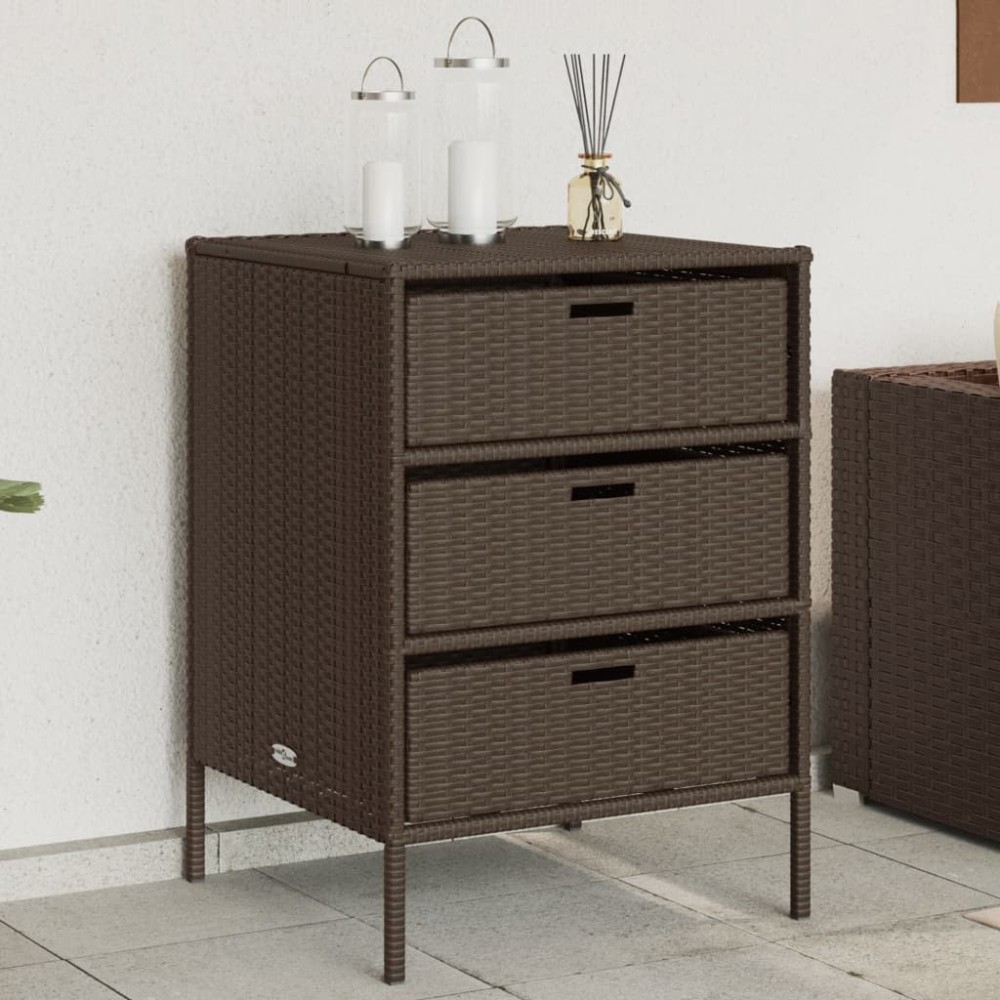 Garden Storage Cabinet Grey 55x59x69 cm Poly Rattan