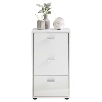 FMD Bedside Table with 3 Drawers High Gloss White