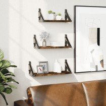 3 Piece Wall Shelf Set Sonoma Oak Engineered Wood