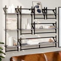 6 Piece Wall Shelf Set with Bars Sonoma Oak Engineered Wood