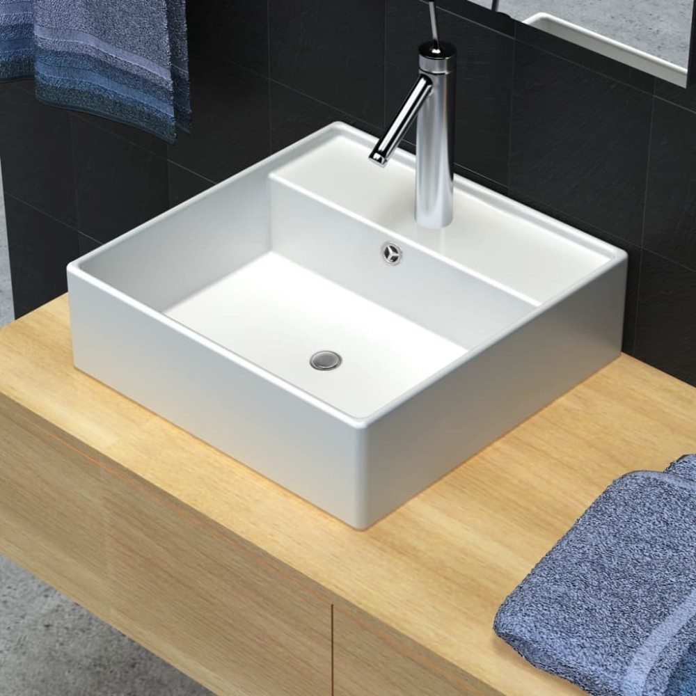 Wash Basin with Overflow 41x41x15 cm Ceramic Gold