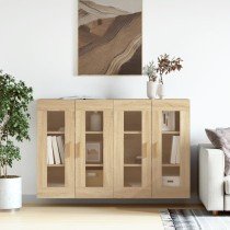 Wall Mounted Cabinets 2 pcs High Gloss White Engineered Wood