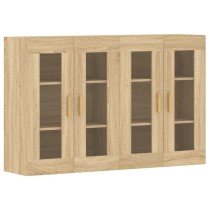 Wall Mounted Cabinets 2 pcs High Gloss White Engineered Wood