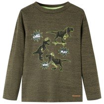 Kinder-Langarmshirt Dunkles Khaki Melange 140