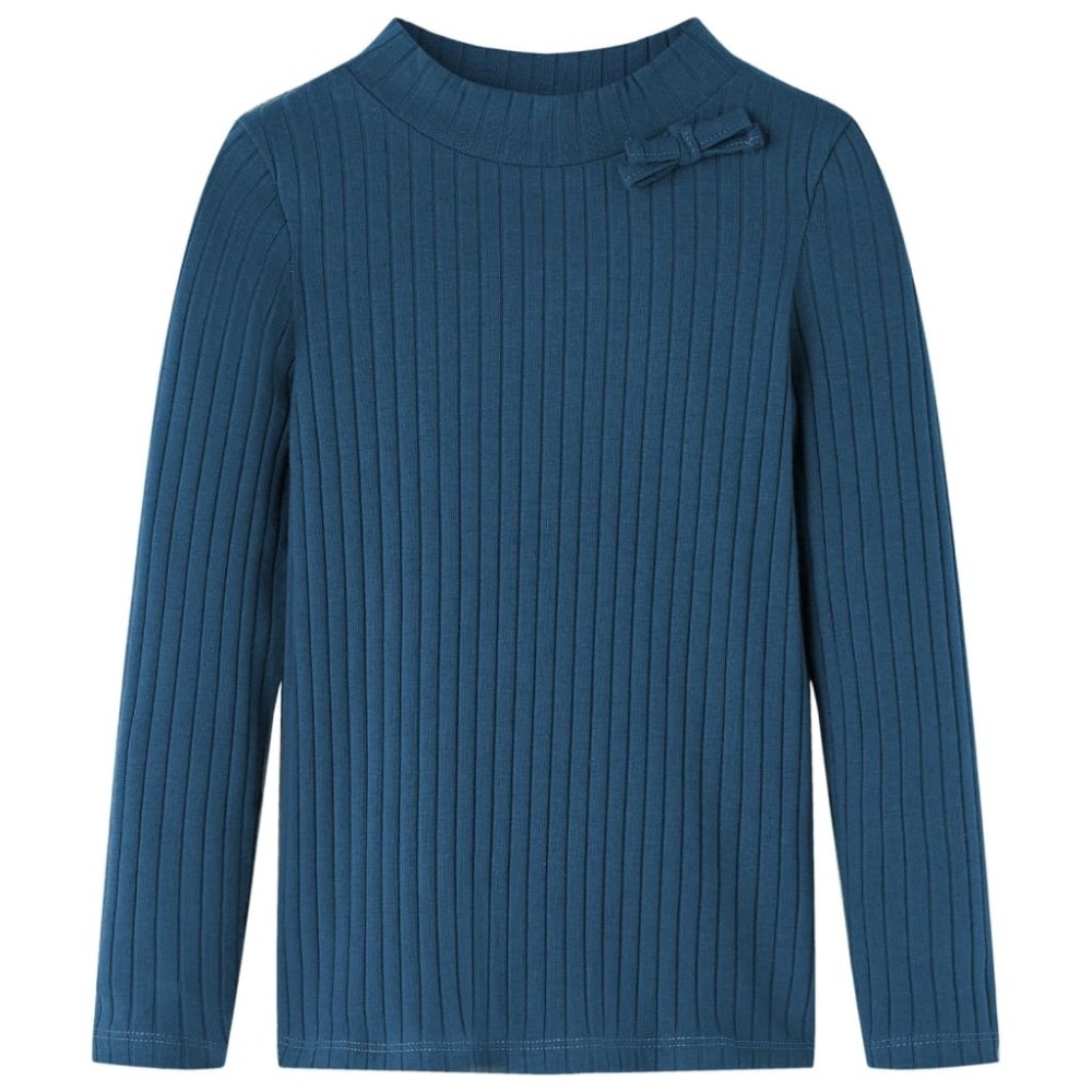 Kids' T-shirt with Long Sleeves Rib-knit Bright Pink 128