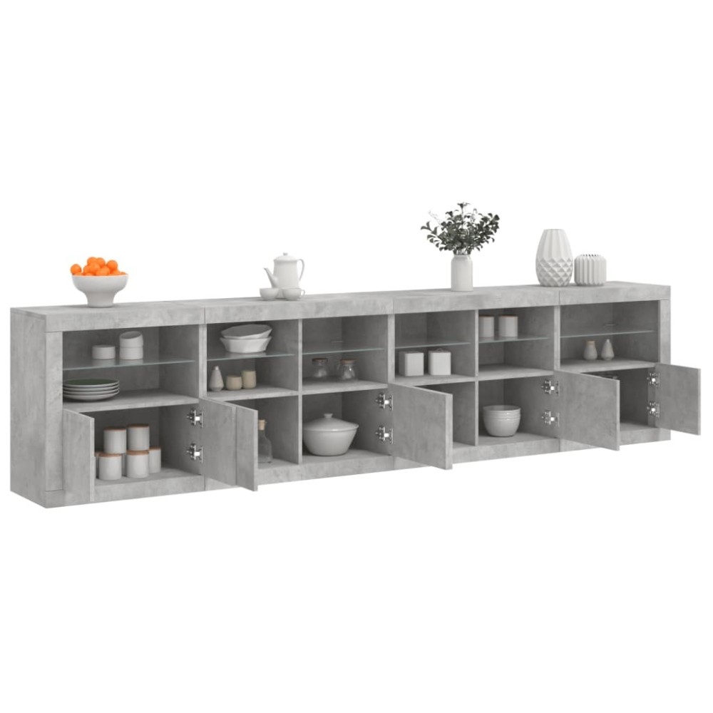 Sideboard with LED Lights Brown Oak 283x37x67 cm