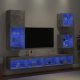 5 Piece TV Wall Units with LED Brown Oak Engineered Wood