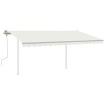Markise Manuell Einziehbar mit Pfosten 3x2,5 m Blau & Weiß