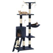 Katzenkratzbaum mit Sisal 138 cm Beige Pfoten-Aufdruck