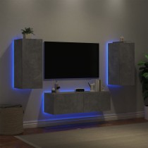 3 Piece TV Wall Cabinets with LED Lights Black