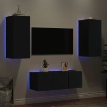 4 Piece TV Wall Units with LED Grey Sonoma Engineered Wood