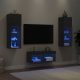 4 Piece TV Wall Cabinets with LED Lights Concrete Grey