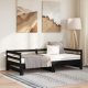 Pull-out Day Bed Black Solid Pinewood 2x