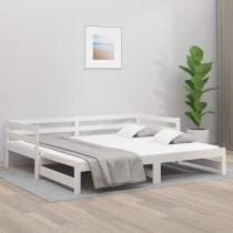 Pull-out Day Bed Grey 2x(90x190) cm Solid Wood Pine