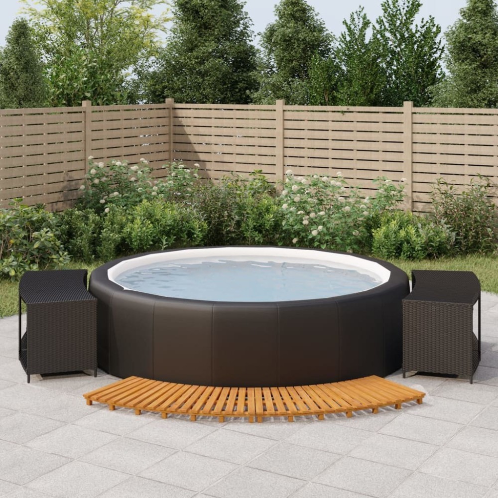 Hot Tub Surround Grey Poly Rattan and Solid Wood Acacia