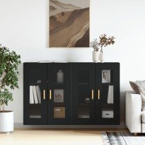 Wall Mounted Cabinets 2 pcs High Gloss White Engineered Wood