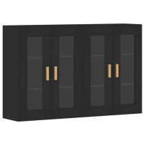 Wall Mounted Cabinets 2 pcs High Gloss White Engineered Wood