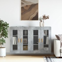 Wall Mounted Cabinets 2 pcs High Gloss White Engineered Wood