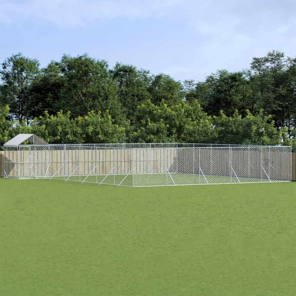 Outdoor Dog Kennel with Roof Silver 10x6x2.5 m Galvanised Steel