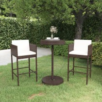 5 Piece Garden Bar Set with Cushions Poly Rattan Black