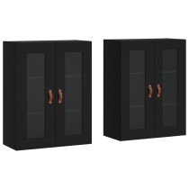 Wall Mounted Cabinets 2 pcs High Gloss White Engineered Wood
