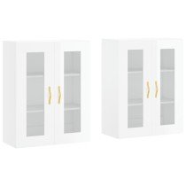 Wall Mounted Cabinets 2 pcs High Gloss White Engineered Wood
