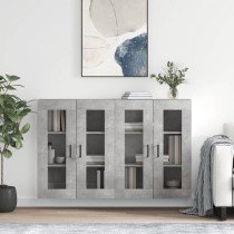 Wall Mounted Cabinets 2 pcs High Gloss White Engineered Wood