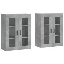 Wall Mounted Cabinets 2 pcs High Gloss White Engineered Wood