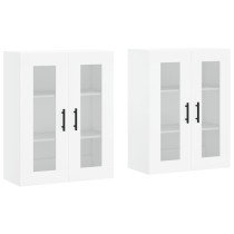 Wall Mounted Cabinets 2 pcs High Gloss White Engineered Wood