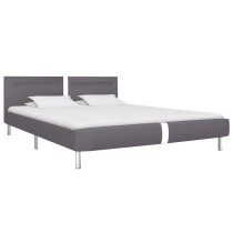 Bed Frame with LED Grey Faux Leather 150x200 cm 5FT King Size