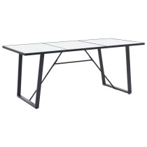 Dining Table White 140x70x75 cm Tempered Glass