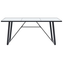 Dining Table White 140x70x75 cm Tempered Glass