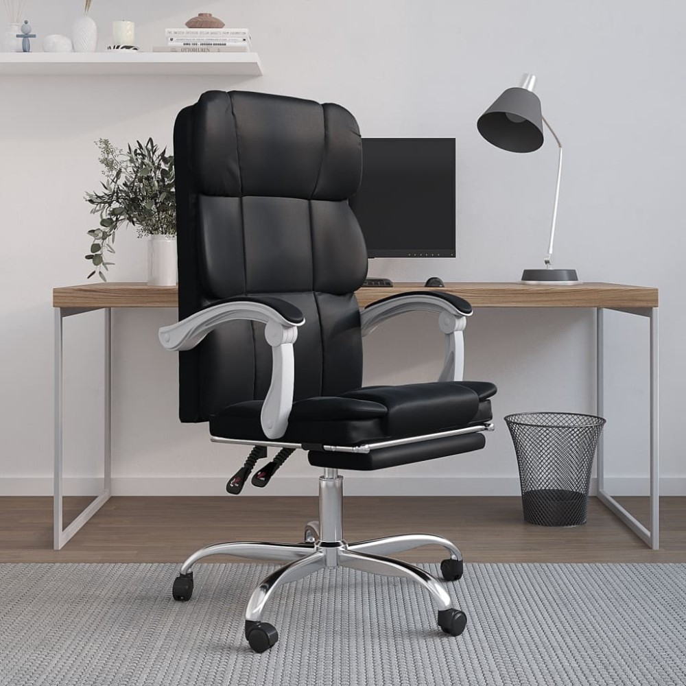 Reclining Office Chair Brown Faux Leather