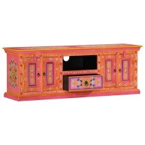 TV Cabinet Solid Mango Wood Blue Hand Painted