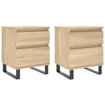 Bedside Cabinets 2 pcs Smoked Oak 40x35x50 cm Engineered Wood