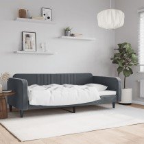 Daybed with Mattress Dark Grey 90x190 cm Velvet